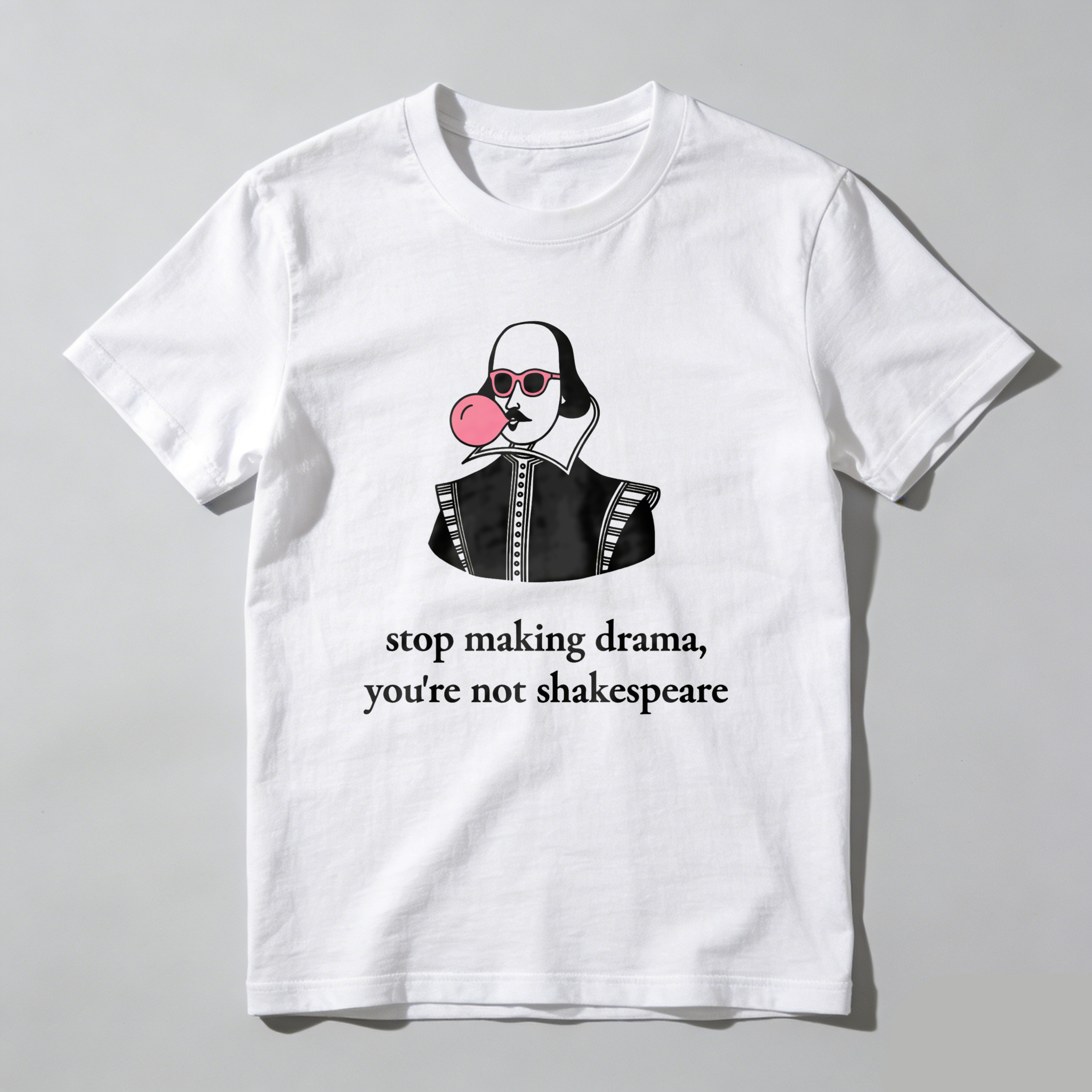 Wardrobecart Shakespeare With Pink Bubblegum And Sunglasses Tshirt