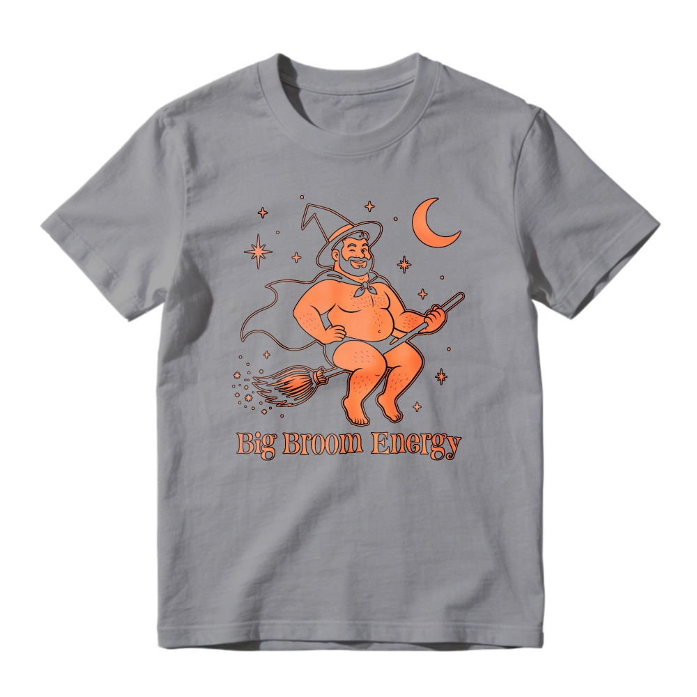 Funny Witch Riding Broomstick Big Broom Energy Halloween Moon Stars Graphic Unisex Classic T-shirt
