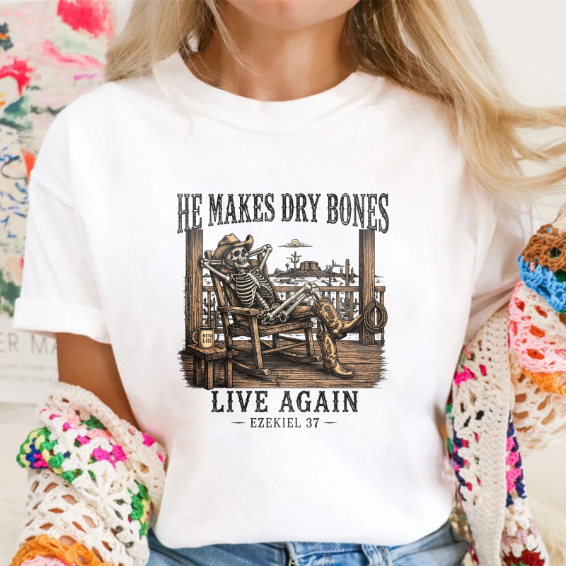 He Makes Dry Bones Live Again Skeleton Bible Verse Unisex Classic T-shirt