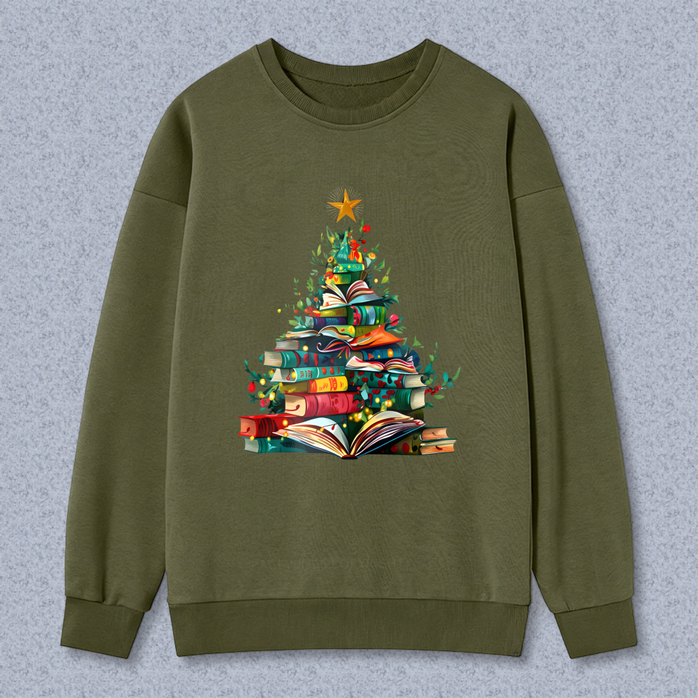 Wardrobecart Christmas Tree Made Of Books Unisex Classic Sweatshirt