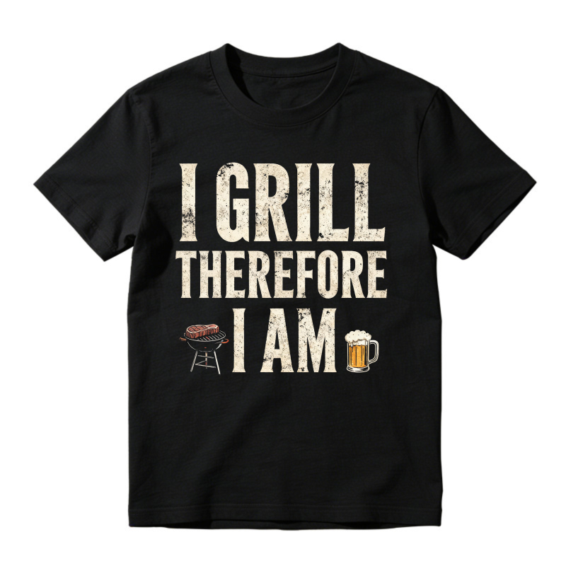 I Grill Therefore I Am BBQ Grill And Beer Graphic Unisex Classic T-shirt