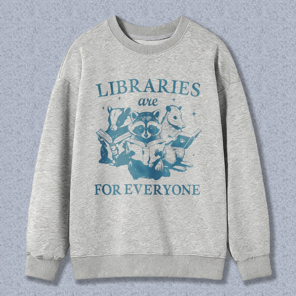 Wardrobecart Libraries Are For Everyone With Animals Reading Books Unisex Classic Sweatshirt