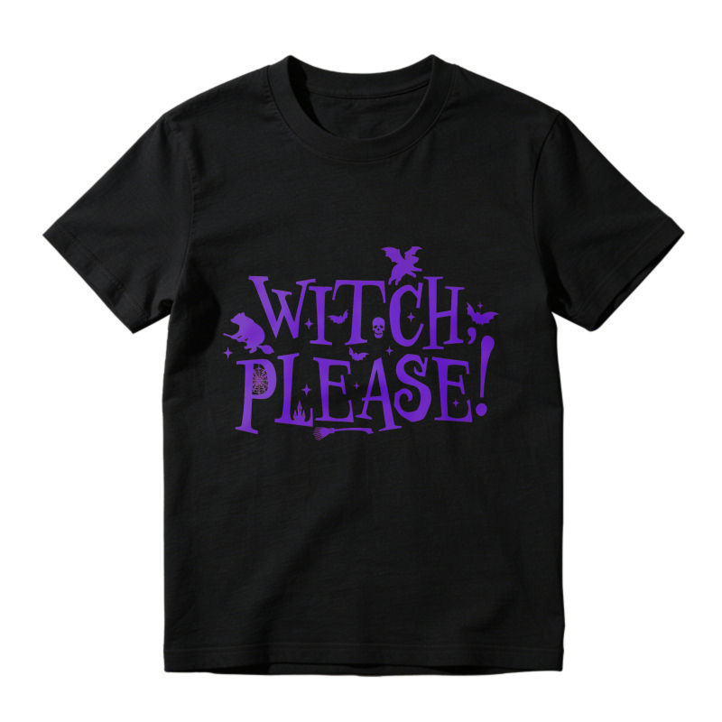 Witch Please Halloween Witch Bat Skull Graphic Unisex Classic T-shirt