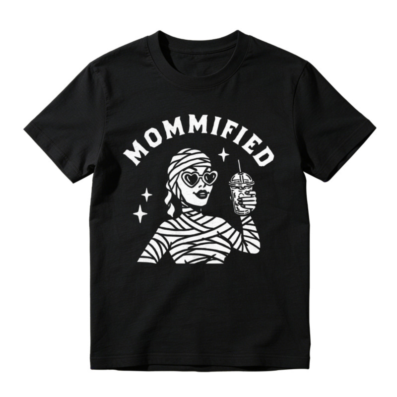 Mommified Mummy Woman With Sunglasses And Drink Graphic T-shirt