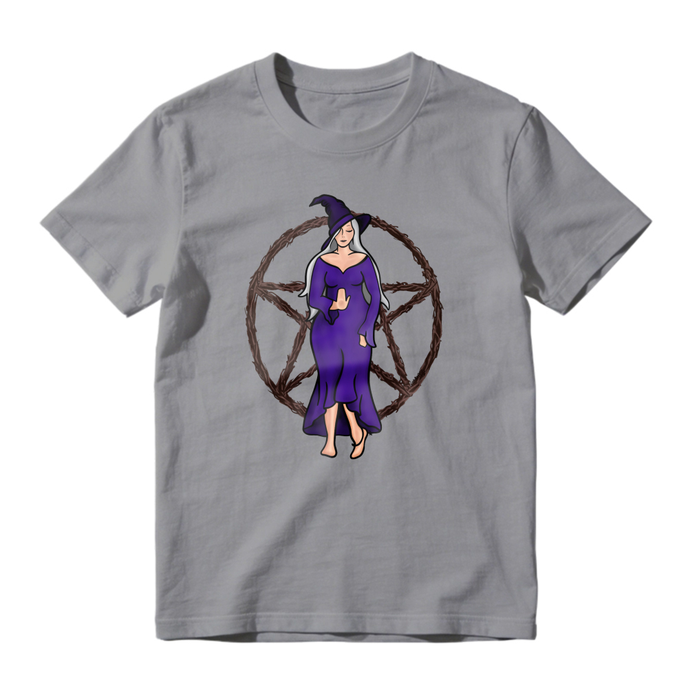 Witch In Purple Dress With Pentagram, Unisex Classic T-shirt