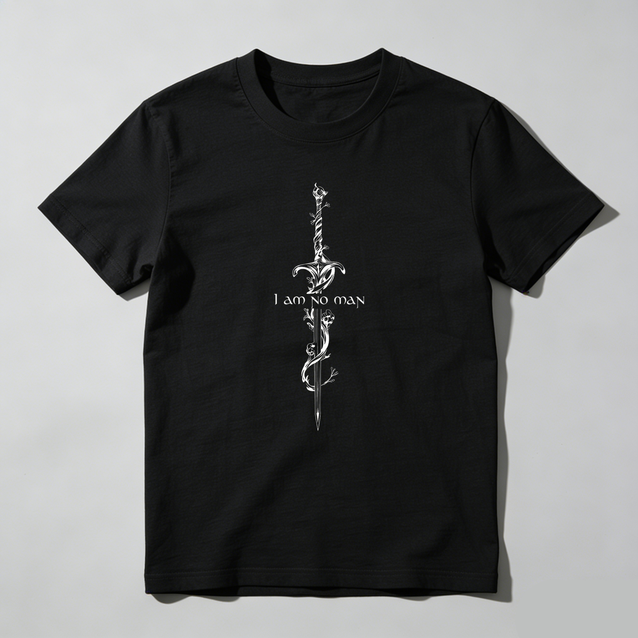 Wardrobecart Sword With Vine And Text I Am No Man Tshirt