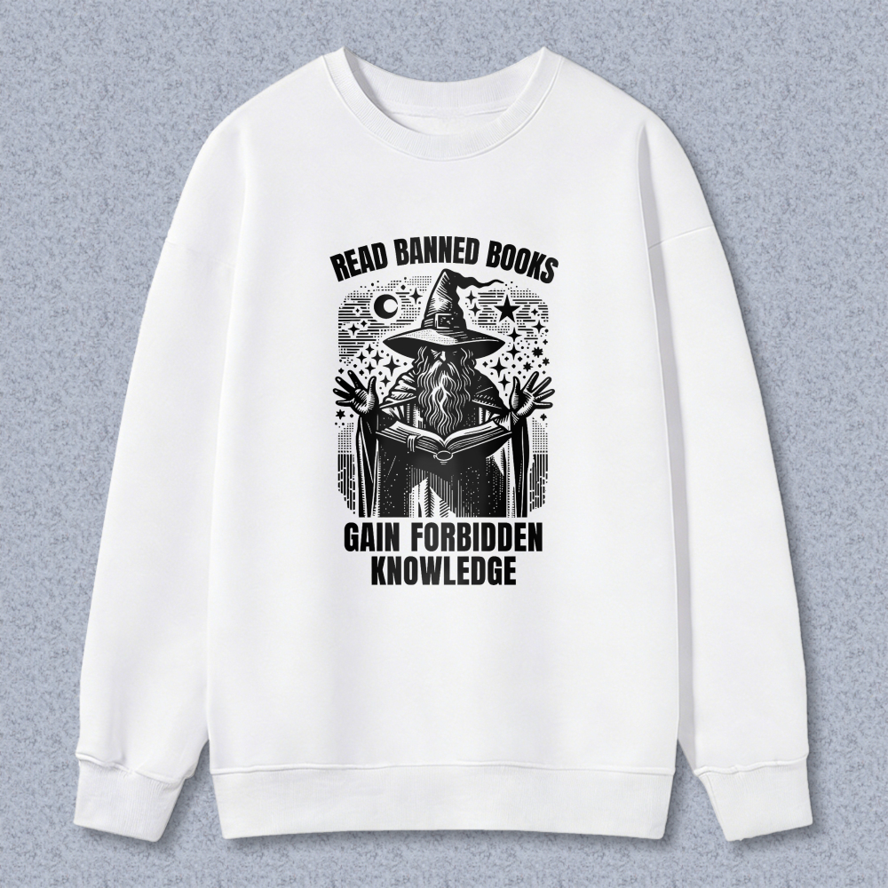 Wardrobecart Read Banned Books Gain Forbidden Knowledge Witch Reading Book Pattern Unisex Classic Sweatshirt
