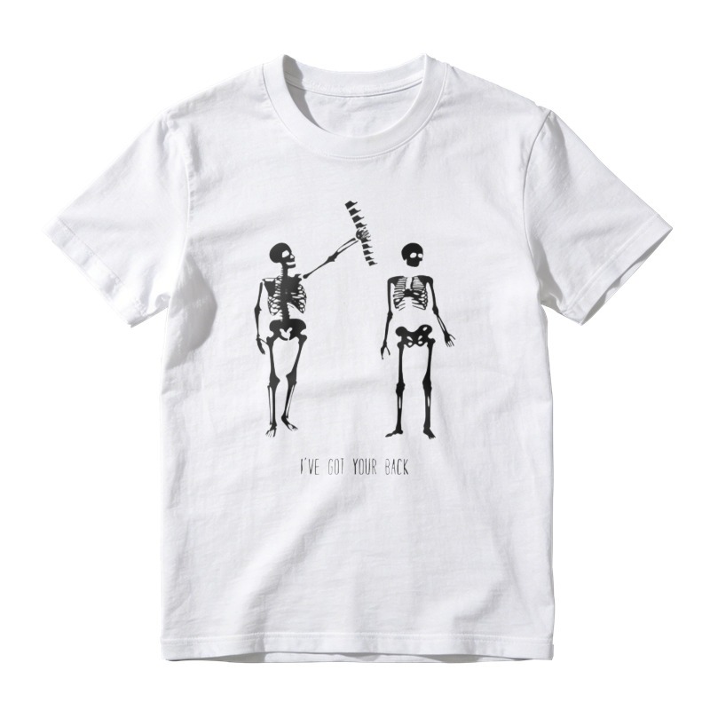 Funny Skeleton Holding Spine Bone I Ve Got Your Back Graphic T-Shirt