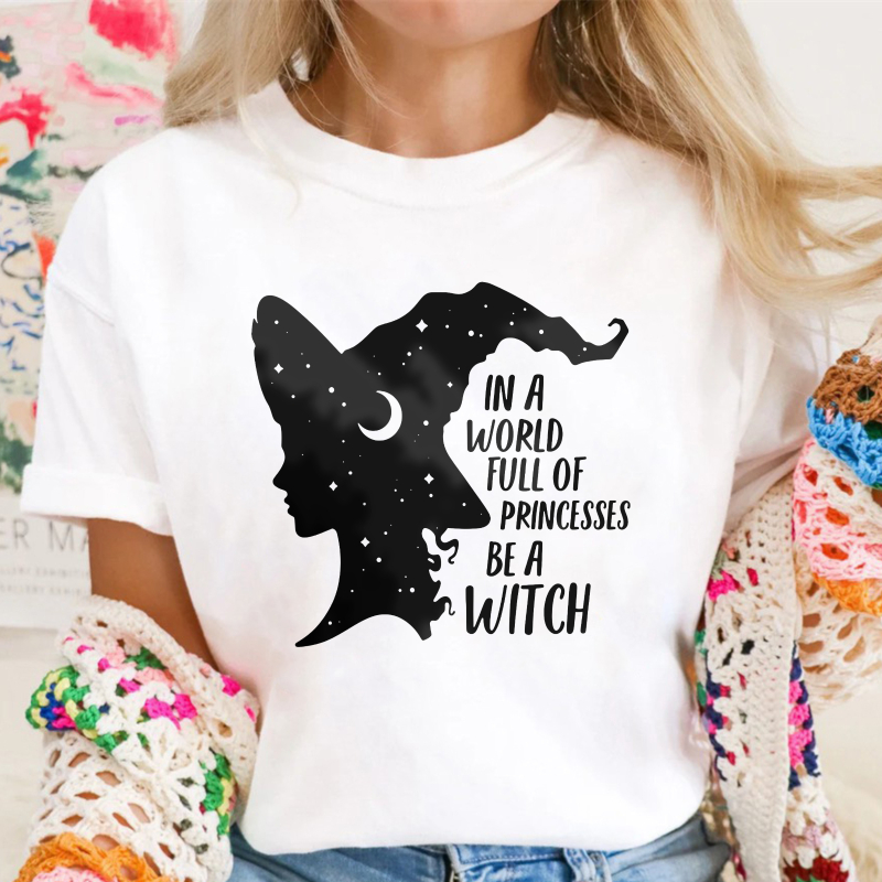 In A World Full Of Princesses Be A Witch, Moon And Stars Silhouette Graphic, Unisex Classic T-shirt