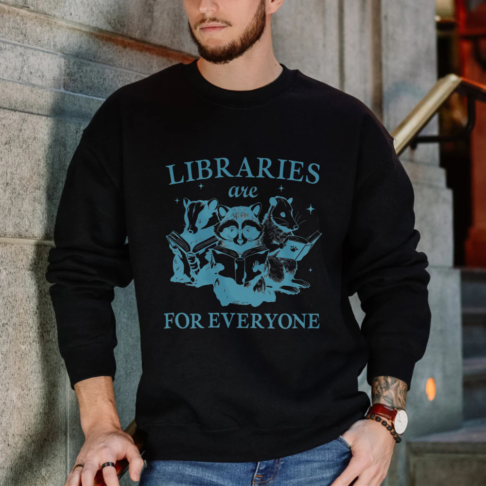 Wardrobecart Libraries Are For Everyone With Animals Reading Books Unisex Classic Sweatshirt