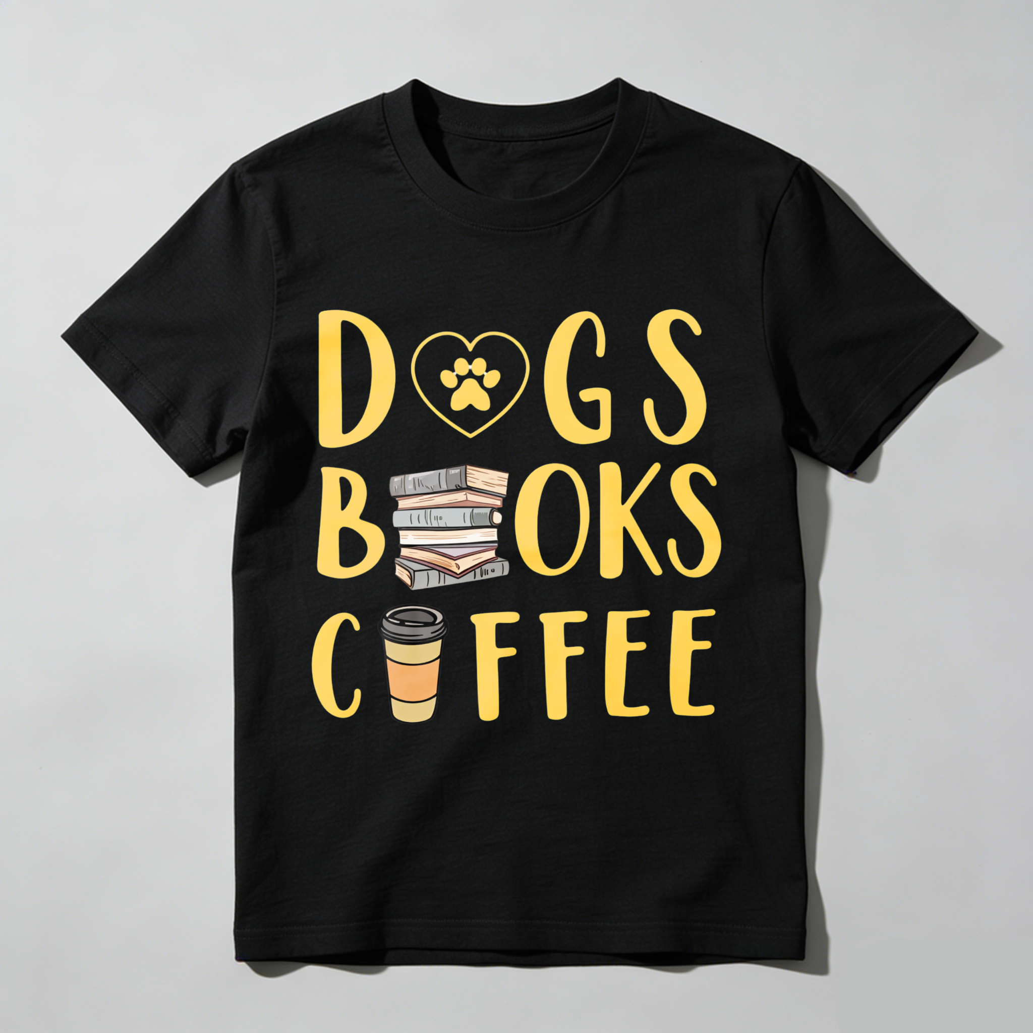 Wardrobecart Dogs Books Coffee Tshirt