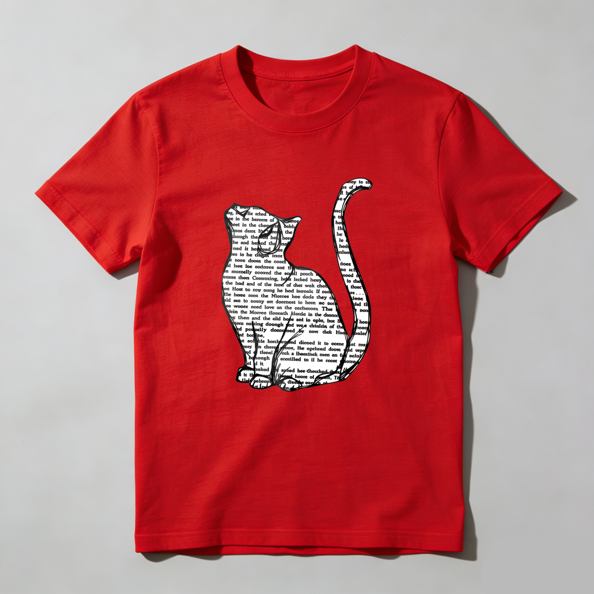 Wardrobecart Cat Silhouette With Text Pattern Tshirt