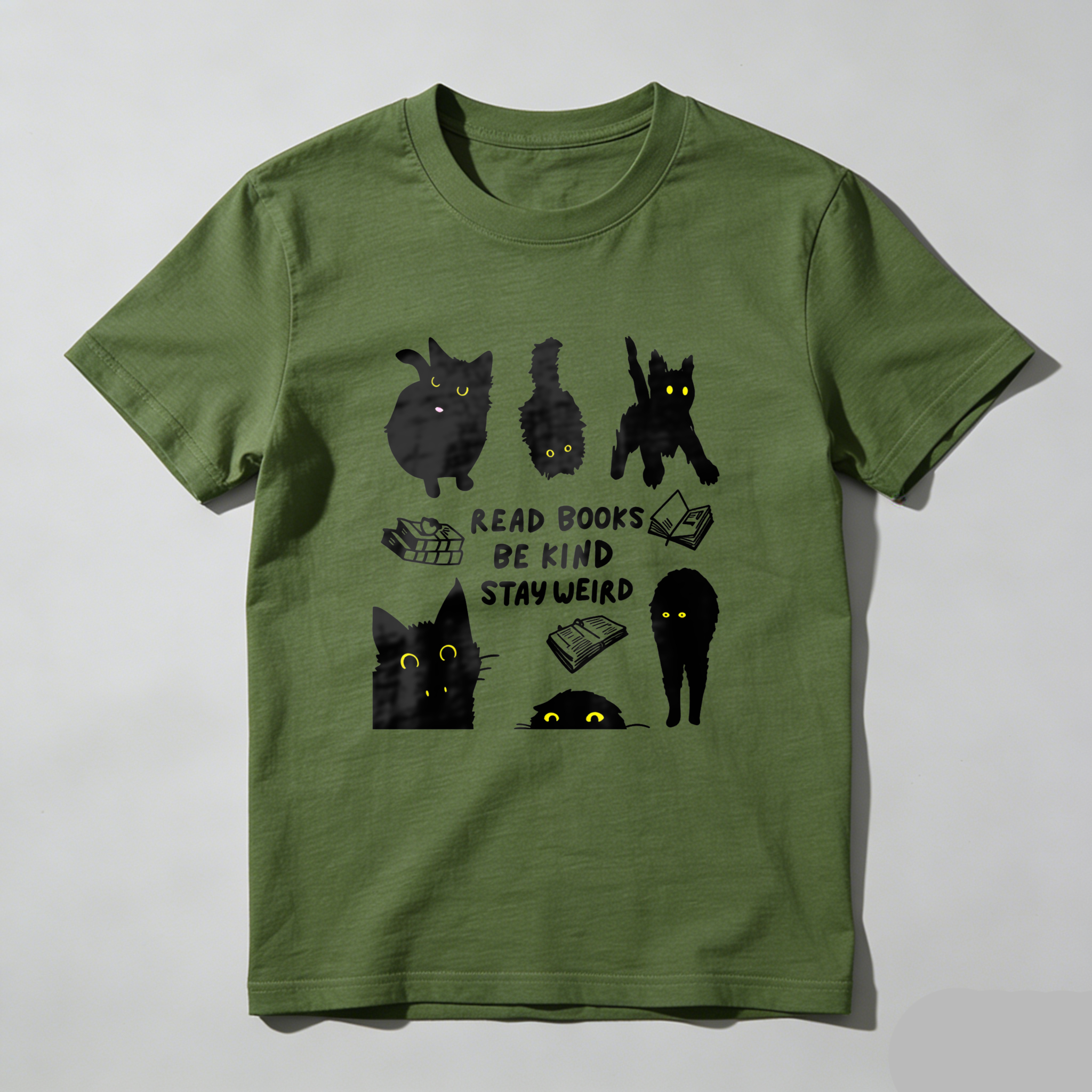 Wardrobecart Cats Books Kindness Weirdest Reading Fun tshirt