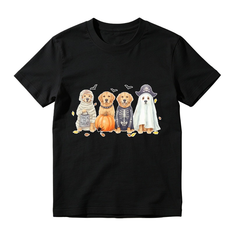 Halloween Dogs In Costumes With Pumpkin And Bats, Unisex Classic T-shirt