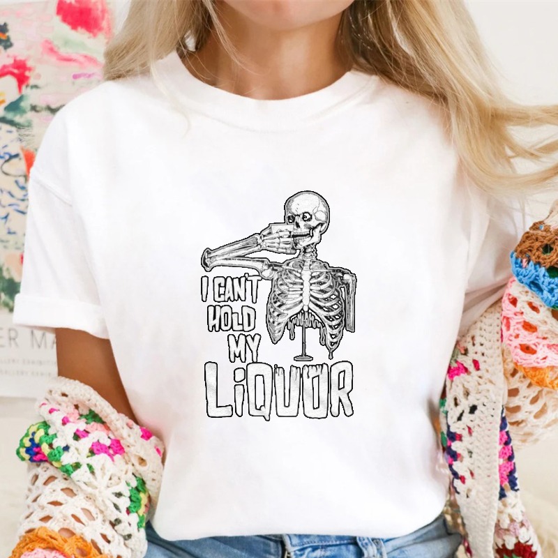 Skeleton Drinking Liquor Funny Quote Graphic T-shirt