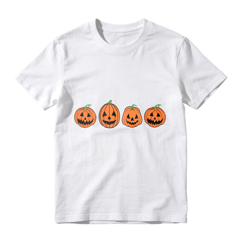 Four Orange Jack O Lantern Pumpkin Faces Halloween Unisex Classic T-shirt