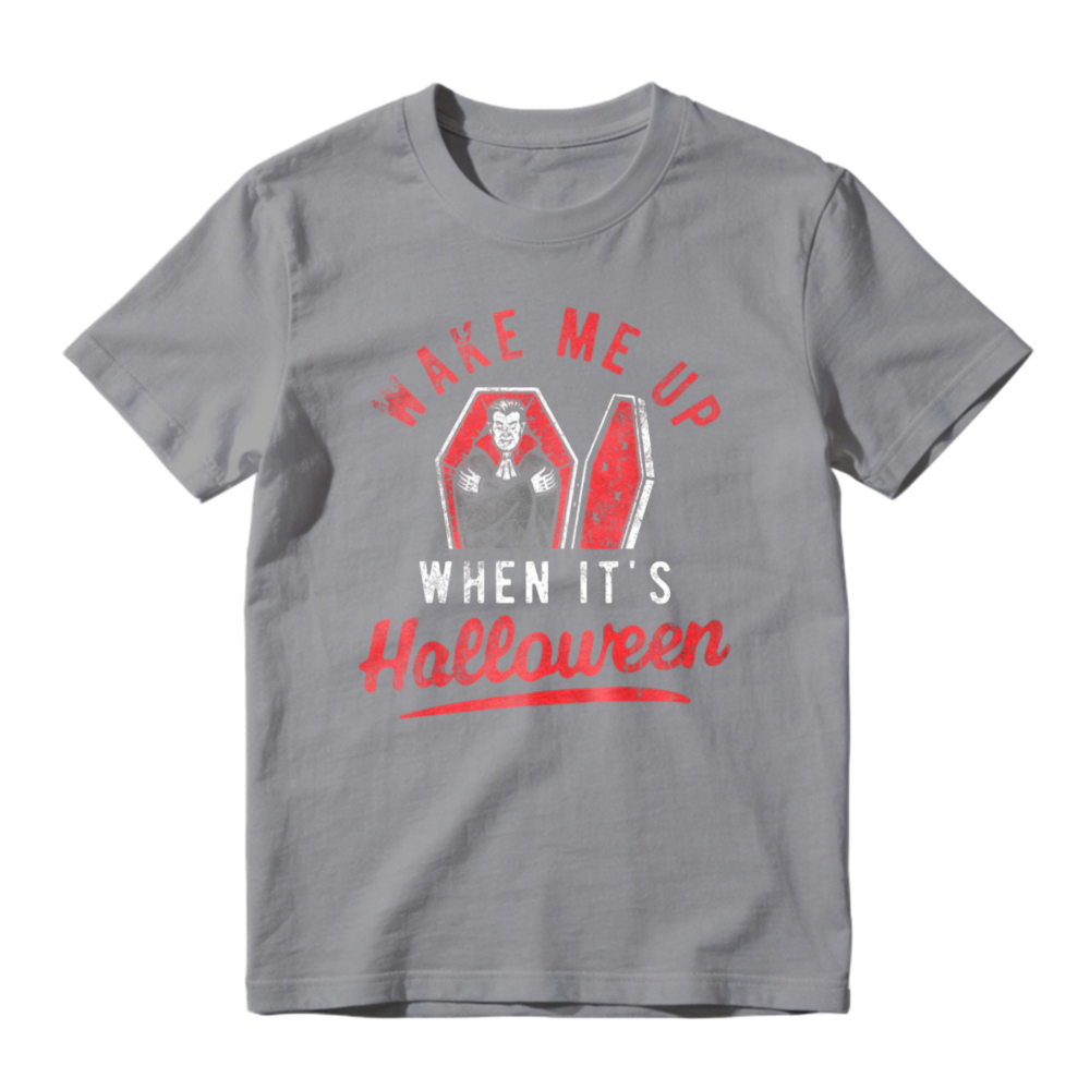 Wake Me Up When Its Halloween Vampire Coffin Graphic T-shirt