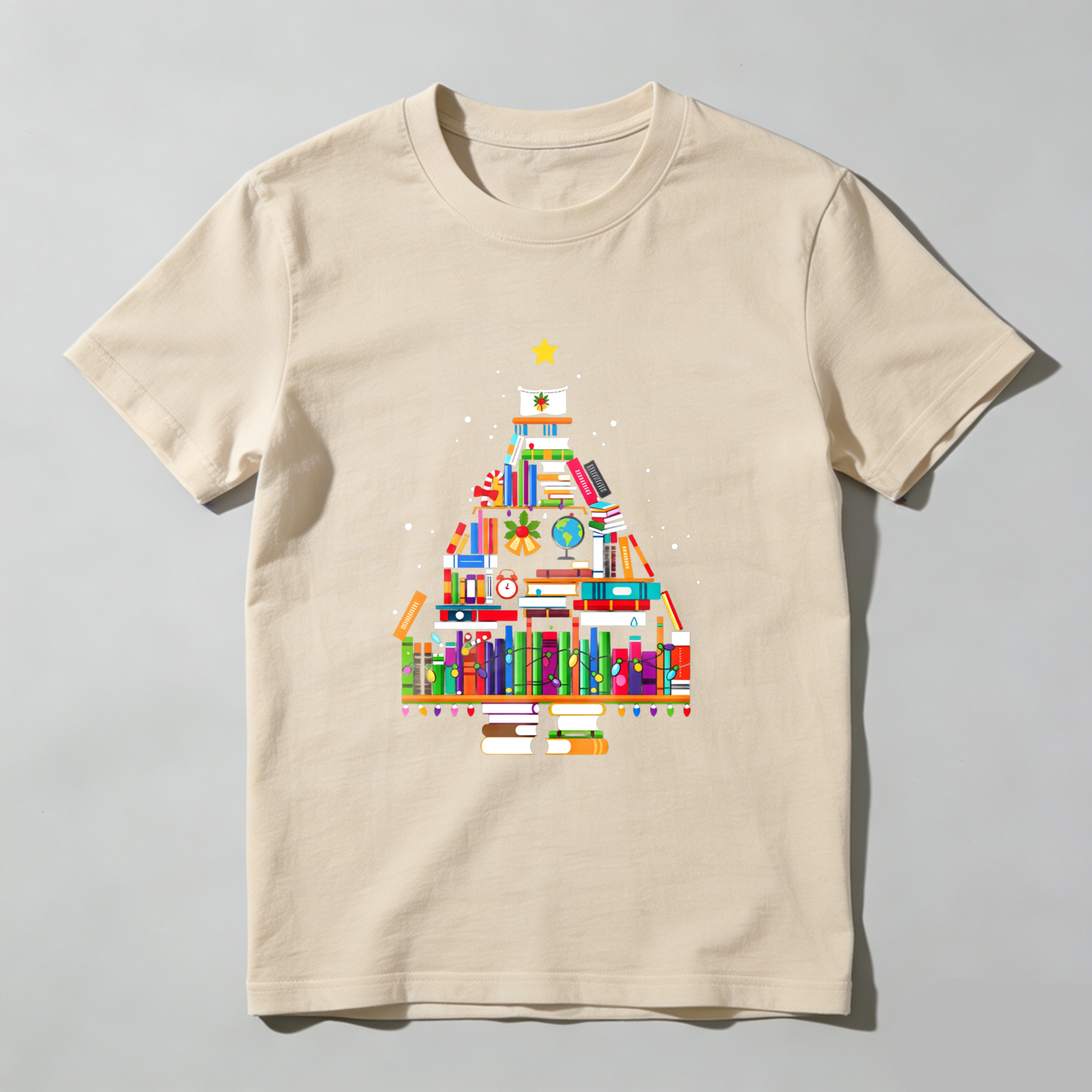 Wardrobecart Books Form Christmas Tree Pattern Tshirt