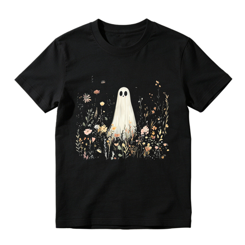 Cute Ghost In Wildflowers, Unisex Classic T-shirt
