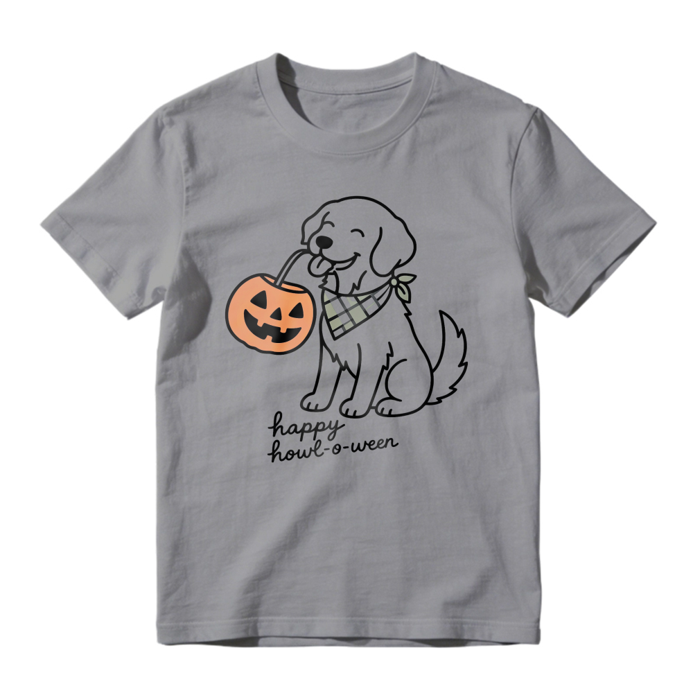 Cute Dog With Pumpkin And Happy Howl O Ween Text, Unisex Classic T-shirt