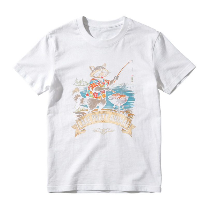 Raccoon Fishing At Lake Party Animal Unisex Classic T-shirt