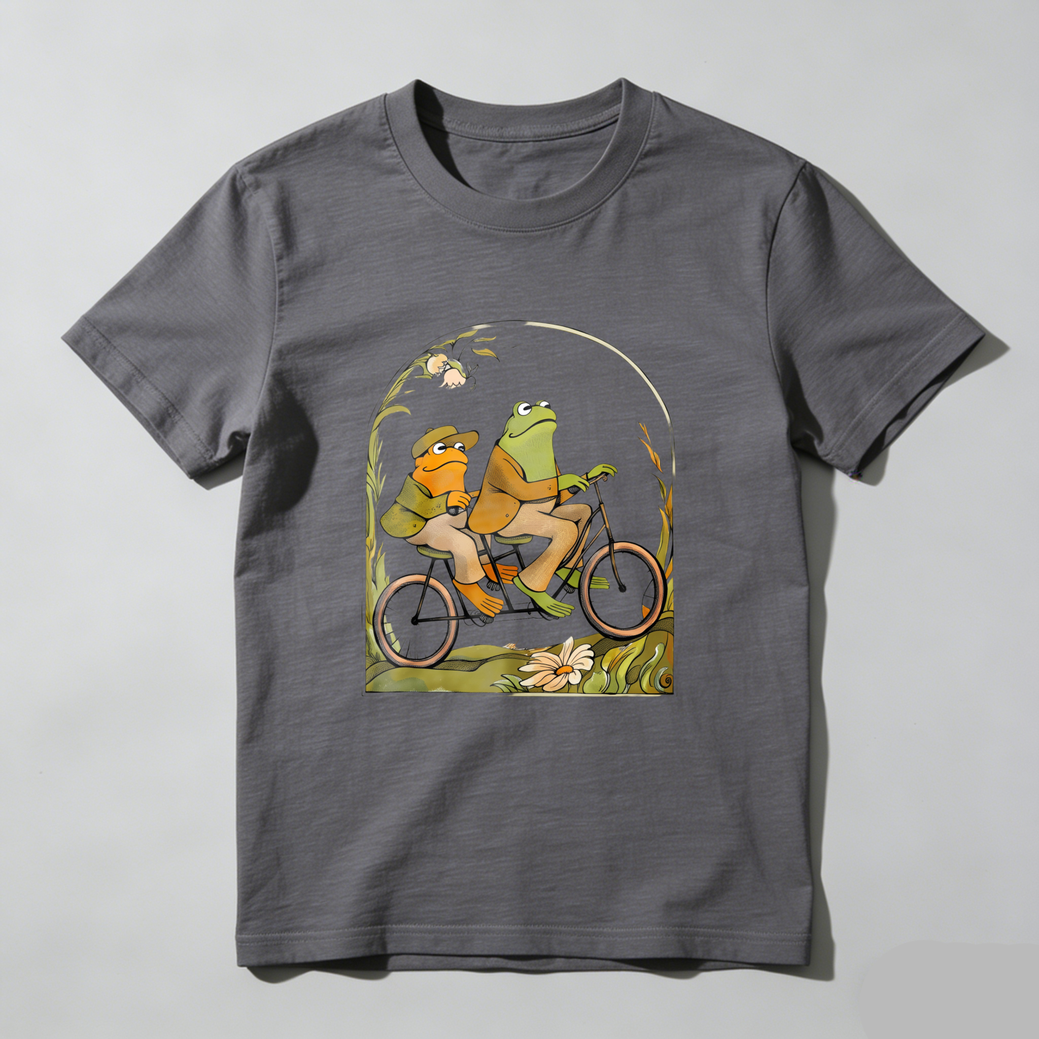 Wardrobecart Frog And Duck Ride Bicycle Together Tshirt