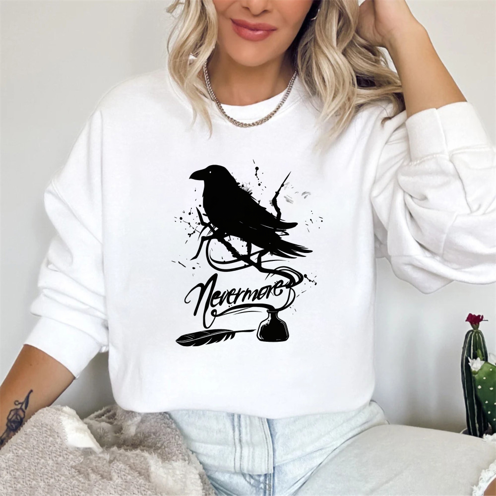Wardrobecart Crow Nevermore Feather Unisex Classic Sweatshirt