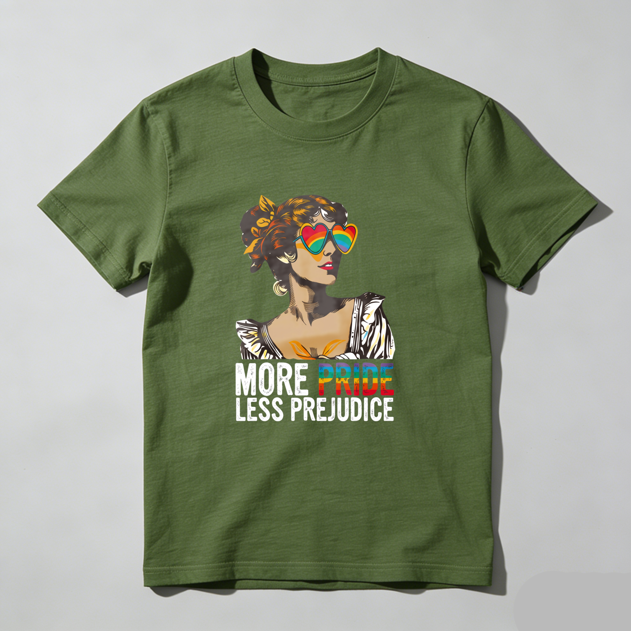 Wardrobecart More Pride Less Prejudice Woman With Rainbow Glasses tshirt
