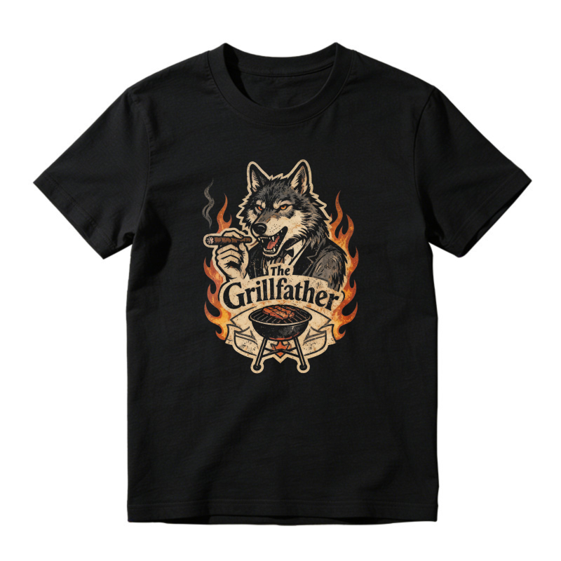 The Grillfather Wolf With Cigar And Barbecue Grill Unisex Classic T-shirt