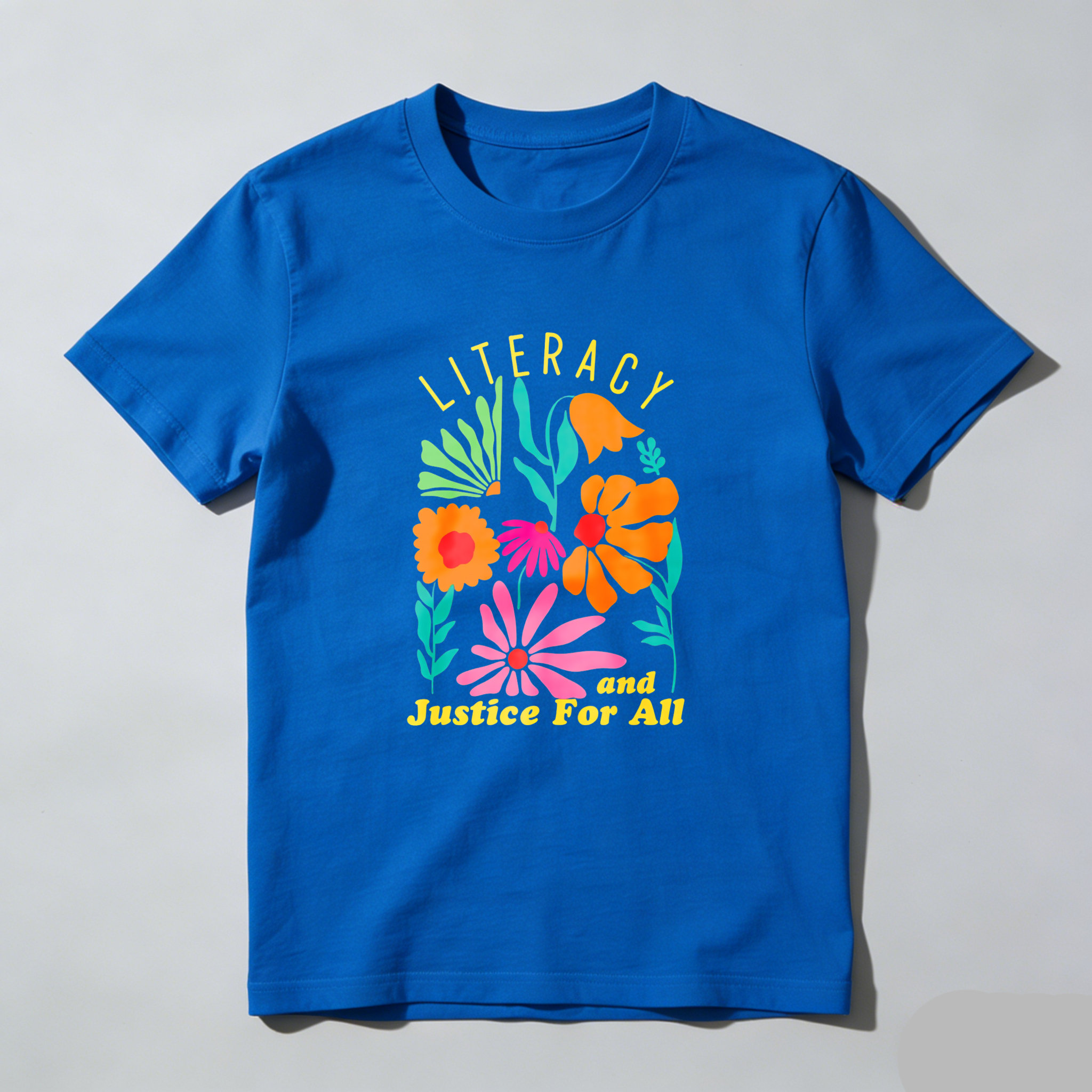 Wardrobecart Literacy And Justice For All Floral Design Tshirt