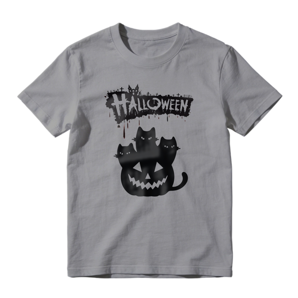 Halloween Pumpkin With Three Cats Graphic Unisex Classic T-shirt