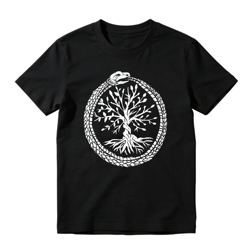 Ouroboros Snake And Tree Of Life Symbol, Unisex Classic T-shirt