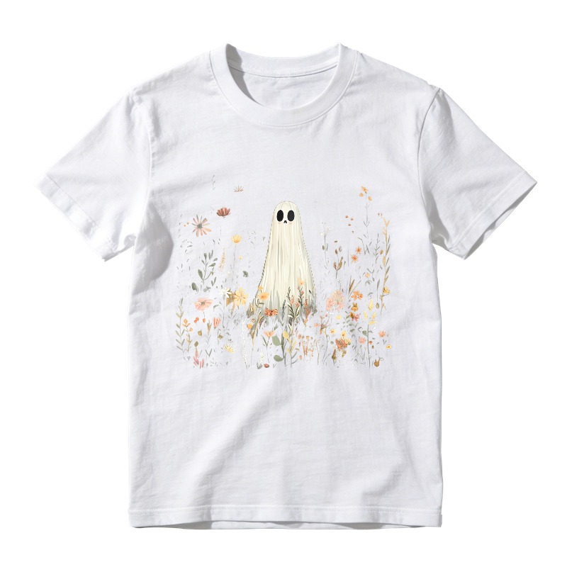 Cute Ghost In Wildflowers, Unisex Classic T-shirt
