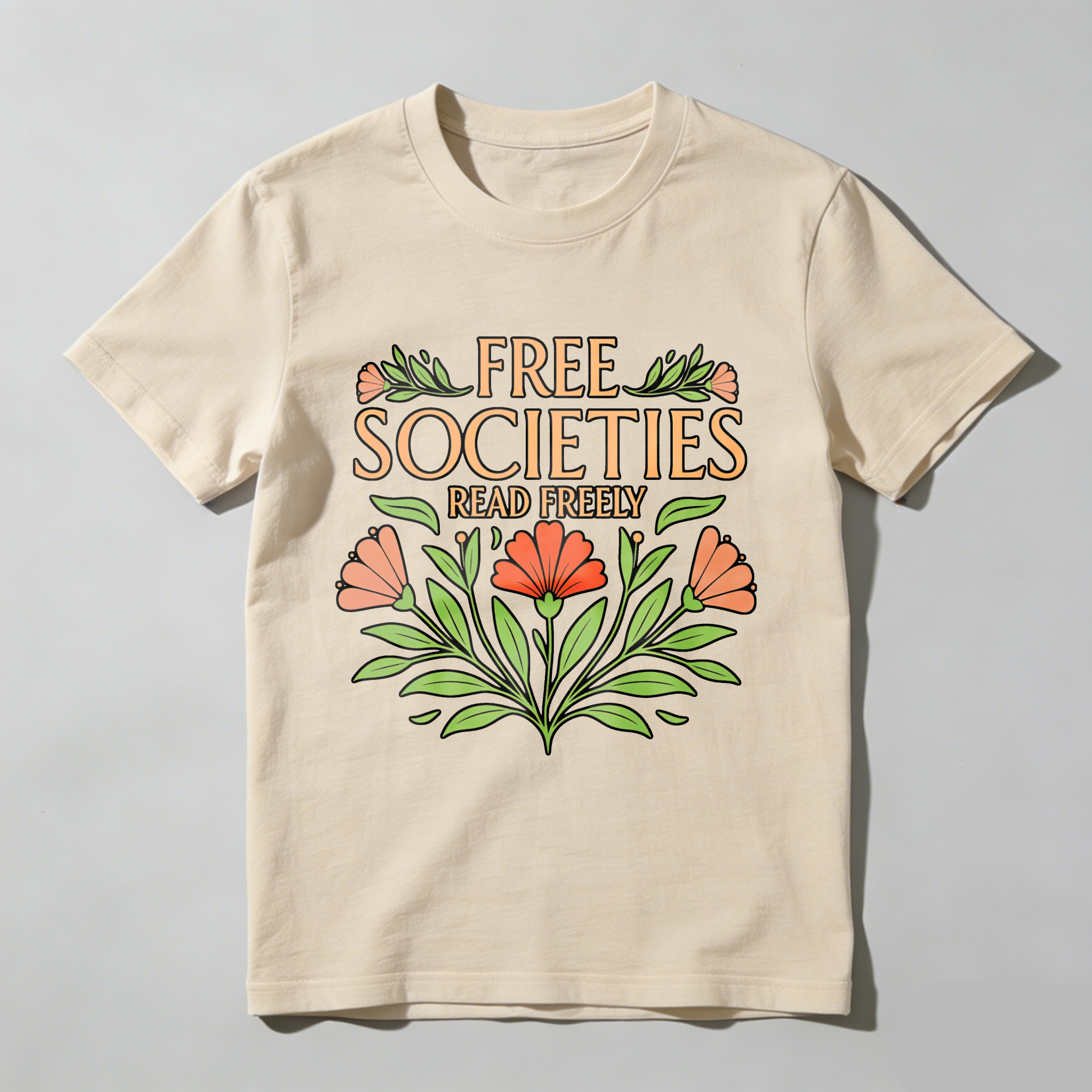 Wardrobecart Free Societies Read Freely Floral Design Tshirt