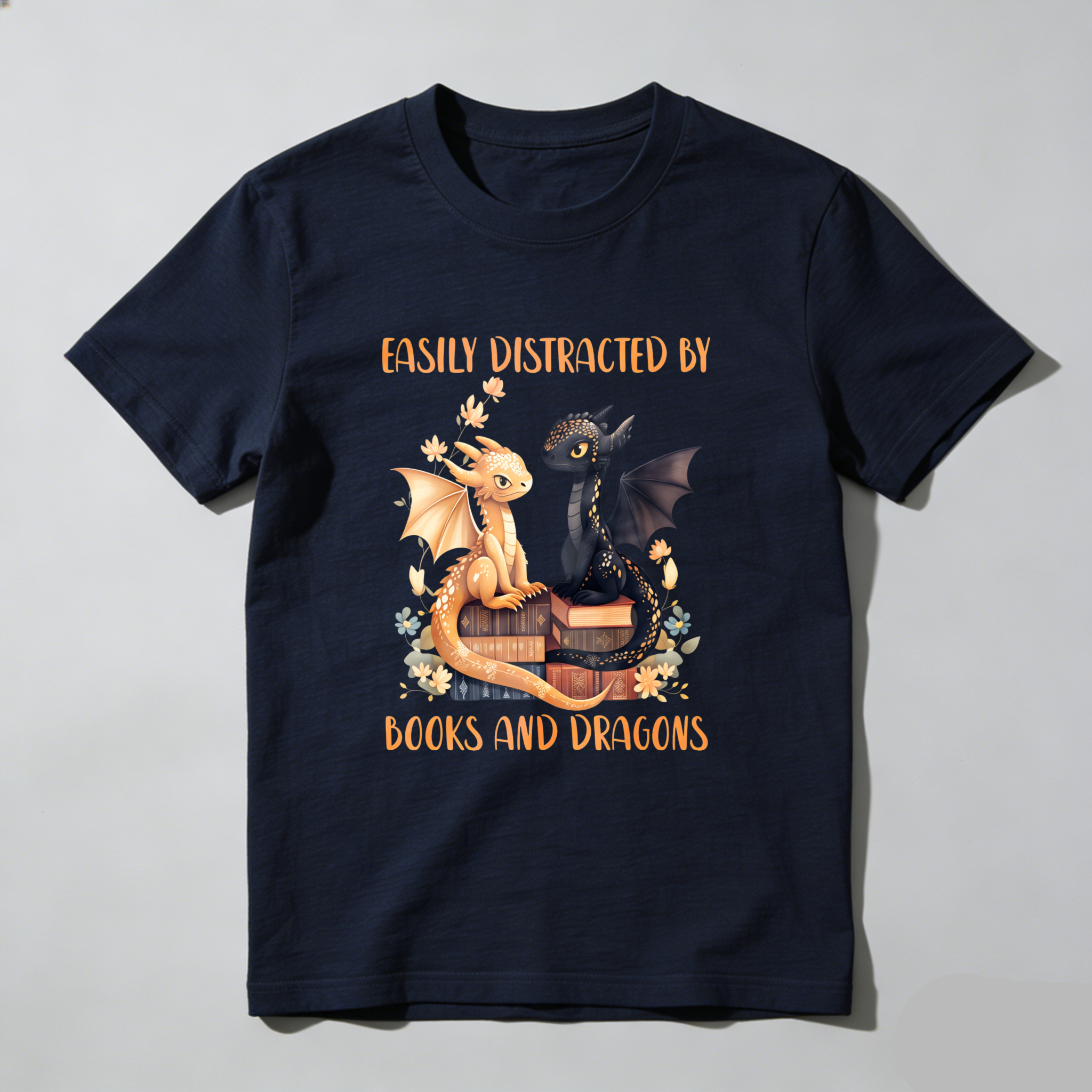 Wardrobecart Easily Distracted By Books And Dragons Tshirt