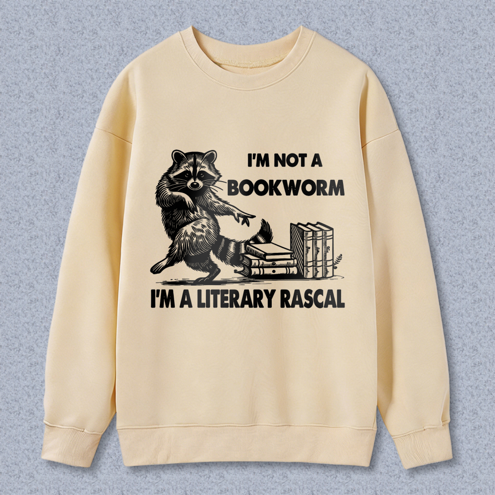 Wardrobecart Raccoon Reading Books I'M Not A Bookworm I'M A Literary Rascal Unisex Classic Sweatshirt