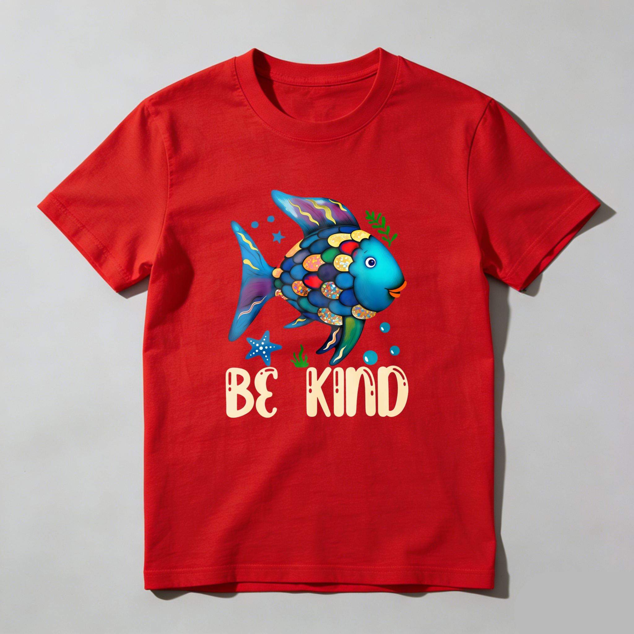 Wardrobecart Colorful Fish With Be Kind Text Tshirt