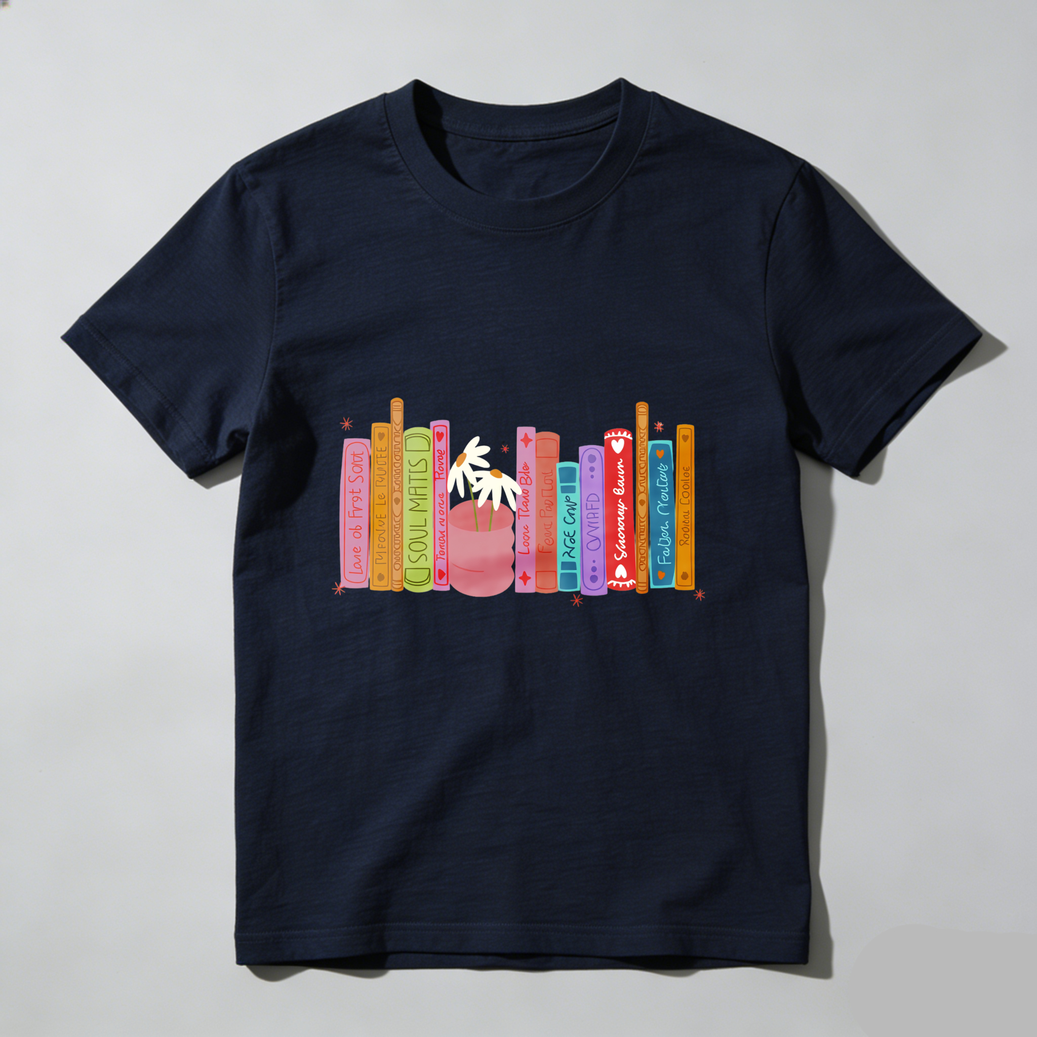 Wardrobecart Colorful Books With Plant And Stars Unisex Classic T-shirt