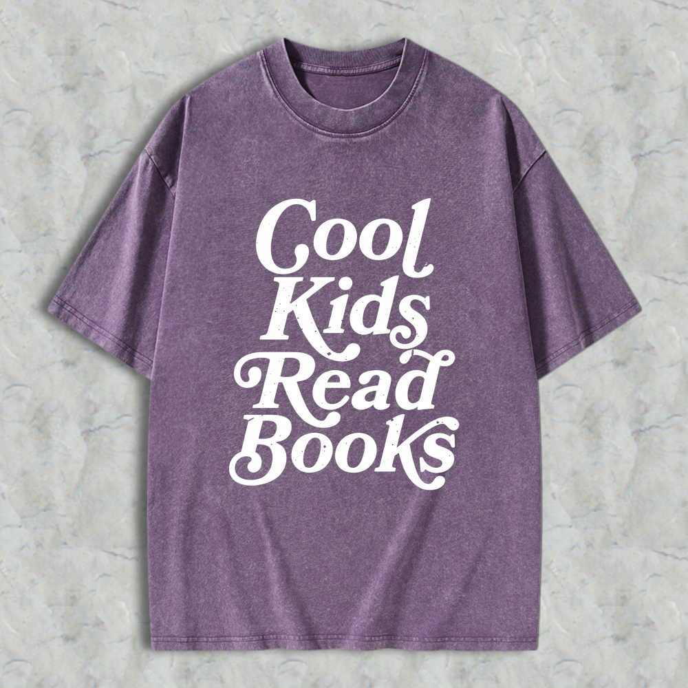 Wardrobecart Cool Kids Read Books Unisex Washed T-shirt