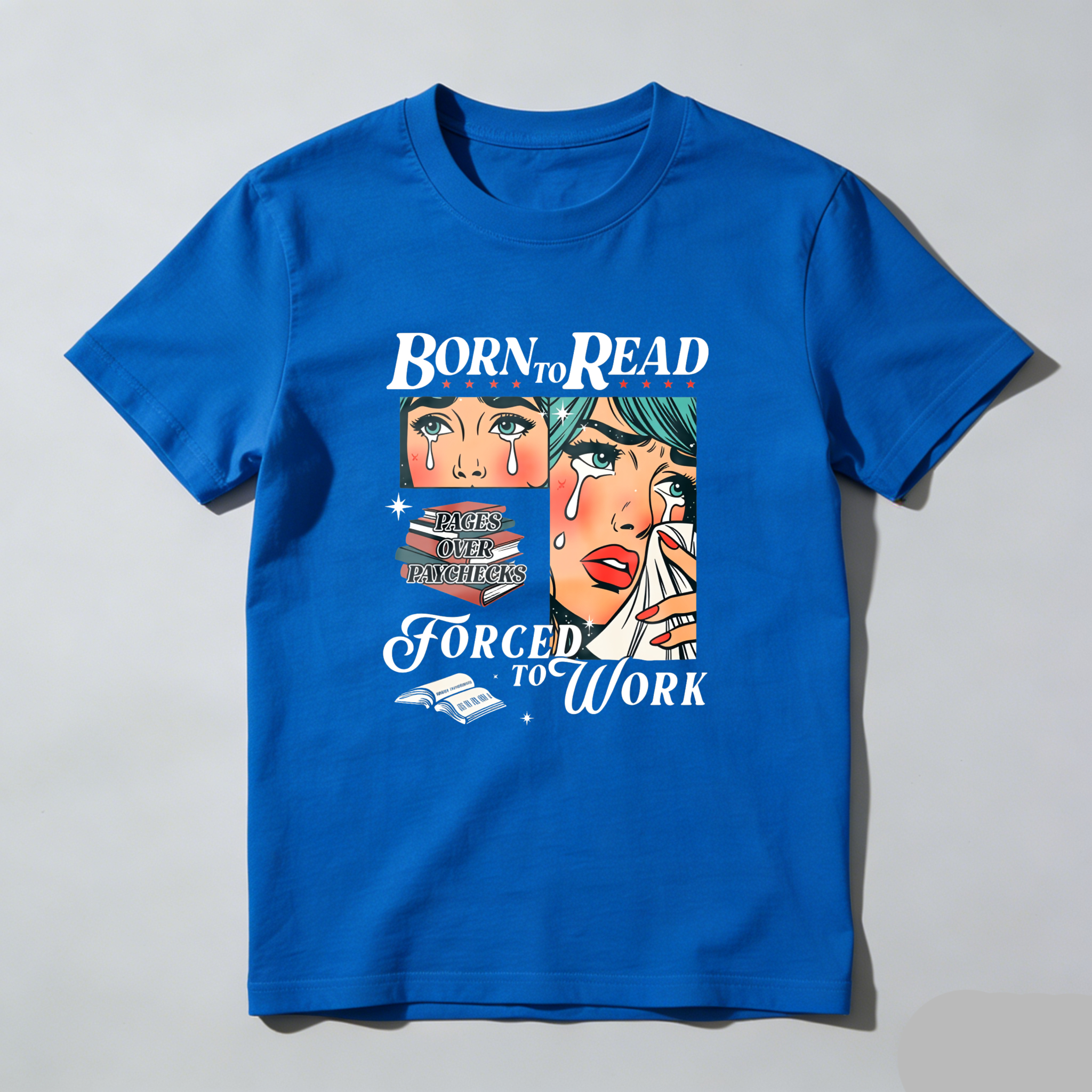 Wardrobecart Born To Read Forced To Work Tshirt