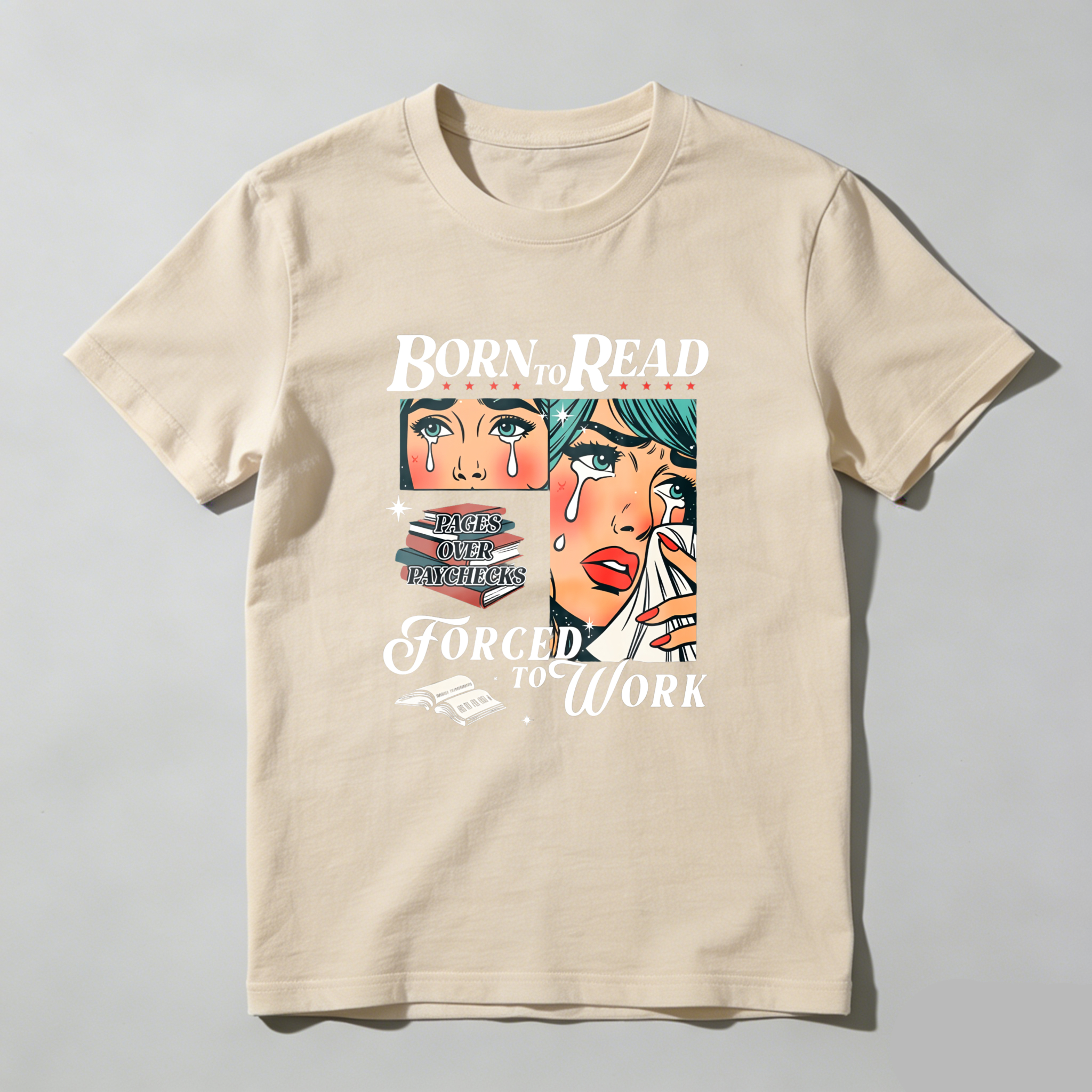 Wardrobecart Born To Read Forced To Work Tshirt