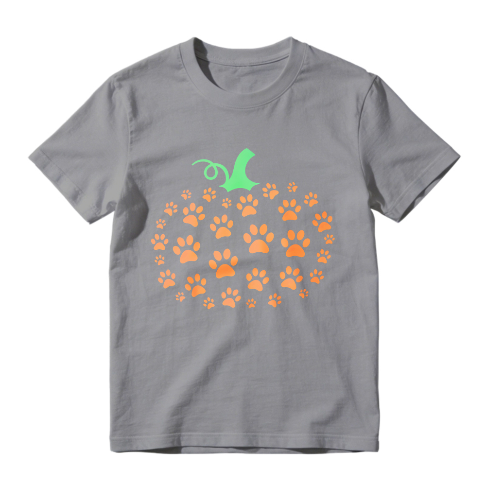 Pumpkin Made Of Orange Paw Prints With Green Stem Unisex Classic T-shirt