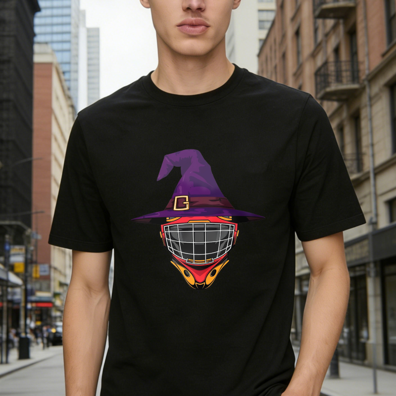 Purple Witch Hat Hockey Goalie Mask Graphic Unisex Classic T-shirt