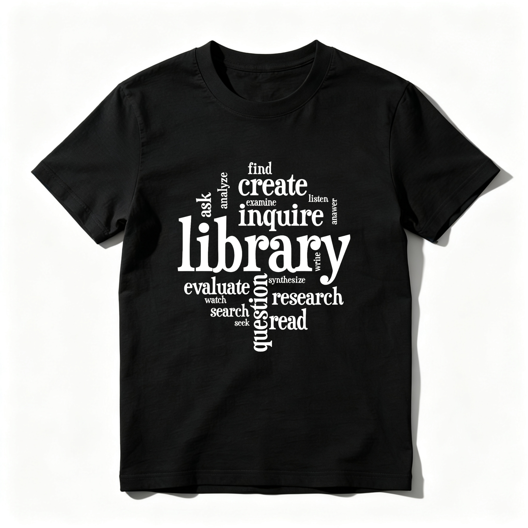 Wardrobecart Library Inquire Research Read Evaluate Create Find Ask Tshirt