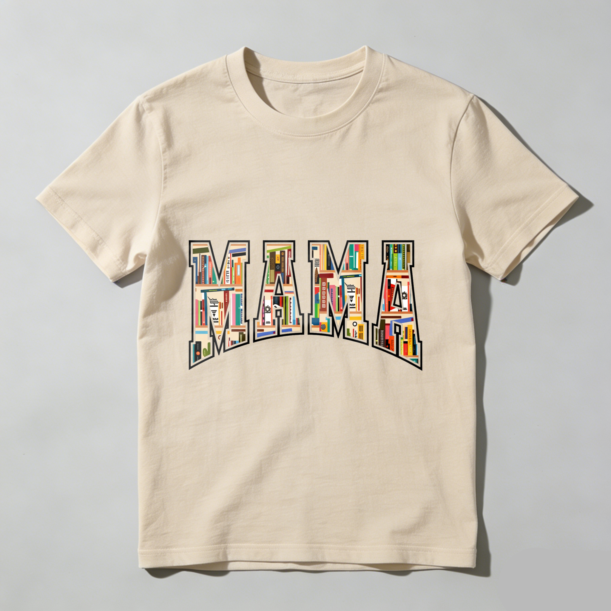 Wardrobecart Mama Bookshelf Pattern Print Design Tshirt