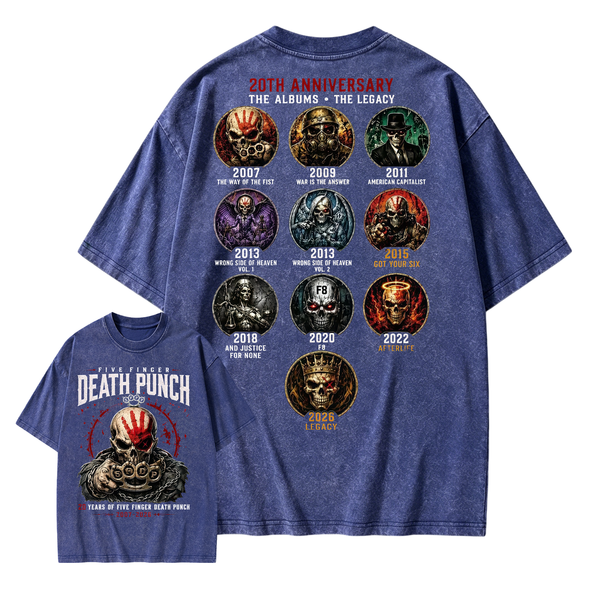 Five Finger Death Punch Rock Band Heavy Metal Music Washed T-Shirt