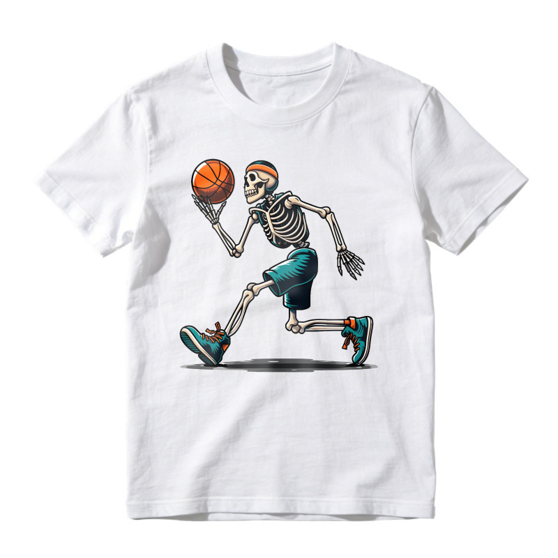Skeleton Basketball Player Dribbling Ball Graphic Unisex Classic T Shirt