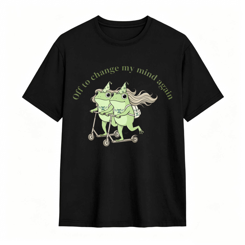 Frogs On Scooter With Text Off To Change My Mind Again Unisex Classic T-shirt