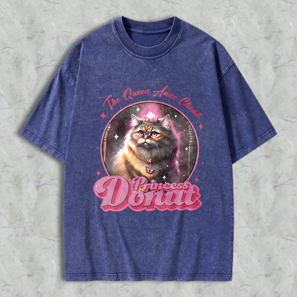 Wardrobecart Princess Donut Cat Queen Anne Client Unisex Washed T-shirt
