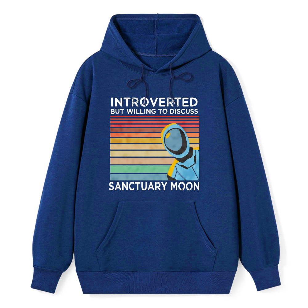 Wardrobecart Introverted But Willing To Discuss Sanctuary Moon Astronaut Retro Gradient Unisex Classic Hoodie